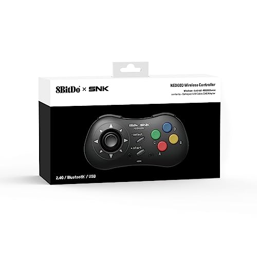 8Bitdo NEOGEO Wireless Controller Officially Licensed by SNK for Windows Android and NEOGEO Mini Black Classic Click Joystick