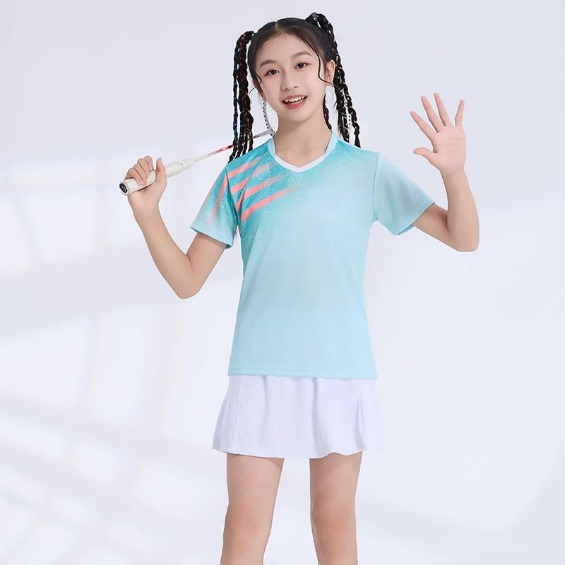 Custom Printed Quick-Dry Badminton Shirt Kids Unisex Sport Top Tennis Pickleball Training Competition Wear