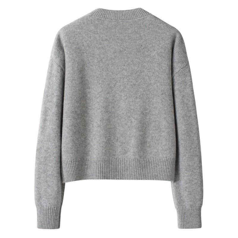 Women's Embroidered V-Neck Cashmere Cardigan - Trendy Autumn/Winter Style, Thick Knitted Outerwear