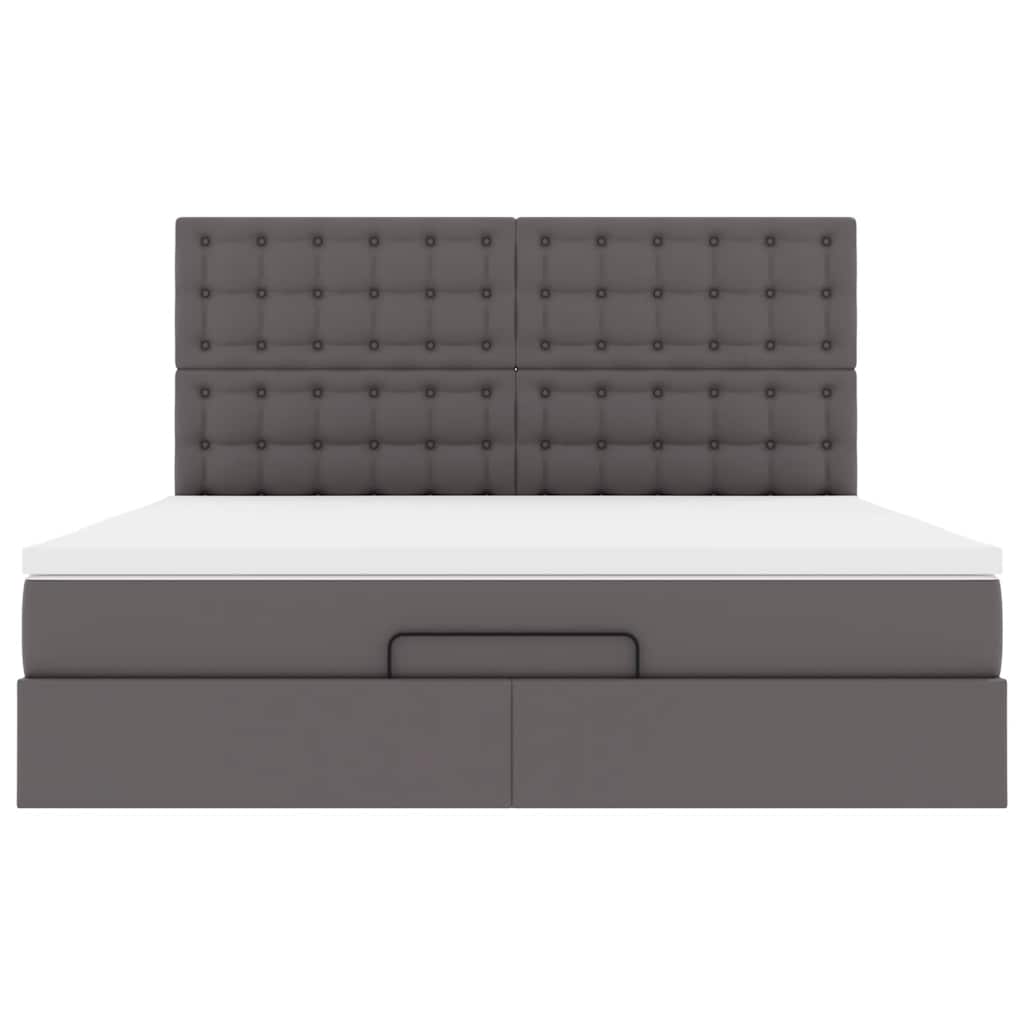 Ottoman Bed with Mattress Gray 180x200 Cm Faux Leather