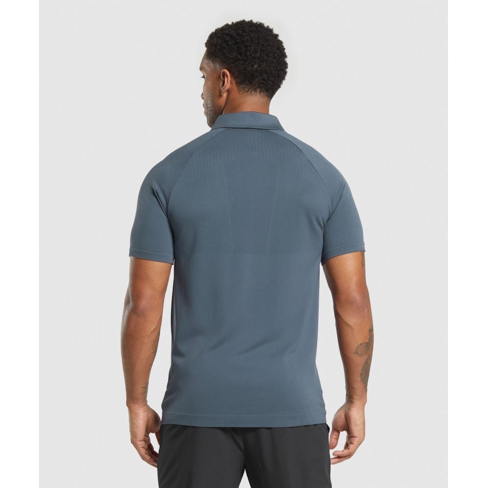 Gymshark Polo sin costuras Azul Titanio A1b1m Ucmq