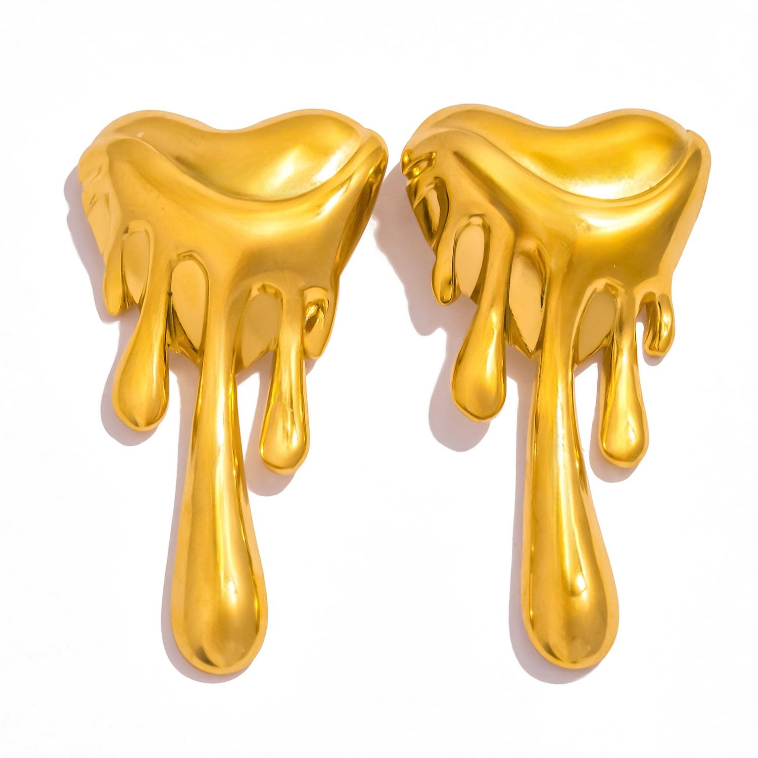 

Серьги в форме лавы в форме сердца для женщин, нержавеющая сталь, устойчивая к ржавчине, гипоаллергенная, повседневные персонализированные украшения золотой