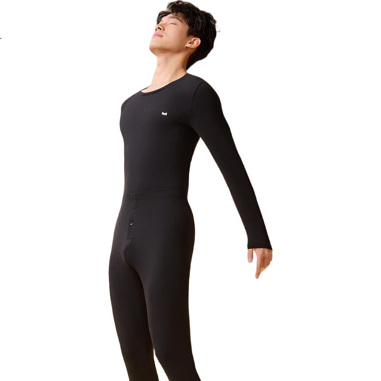 MIIOW Men's Thermal Underwear Set, Seamless Antibacterial Thin Long Johns, Xinjiang Long-Staple Cotton, Crew Neck Base Layer for Autumn