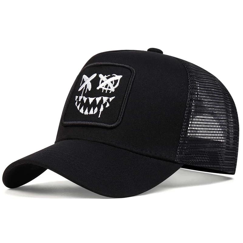 Fashion Summer Breathable Baseball Cap Hip Hop Mesh Caps Teeth Smiley Face Embroidery Dad Hats Adjustable Outdoor Sun Hats