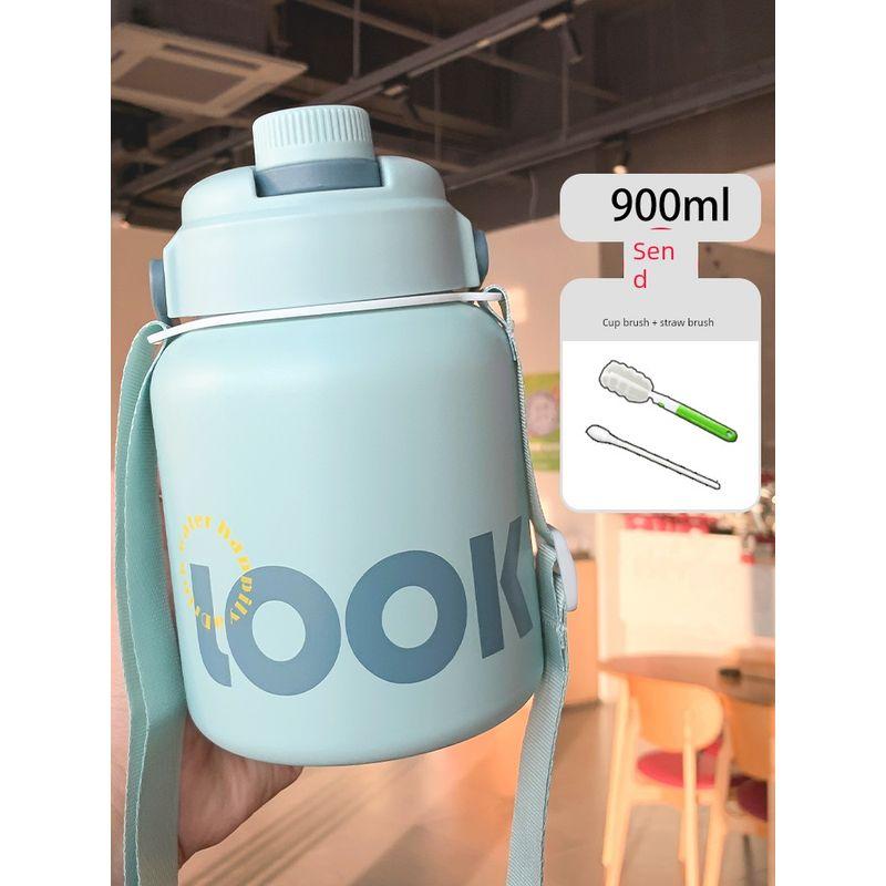 Large Capacity Vacuum Cup for Women 2025 New Arrival Good-looking Water Cup Student Kettle Oblique Strap Straw Big Belly Cup