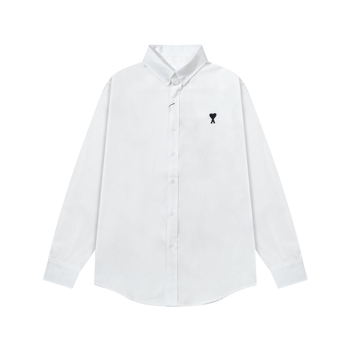 Unisex Black Heart Logo Embroidered White Oxford Shirt S