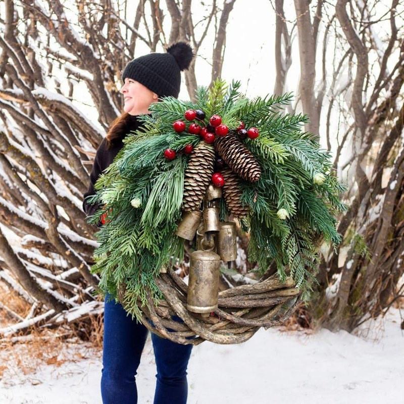 Handmade Bohemian Christmas Bell Wreath Door