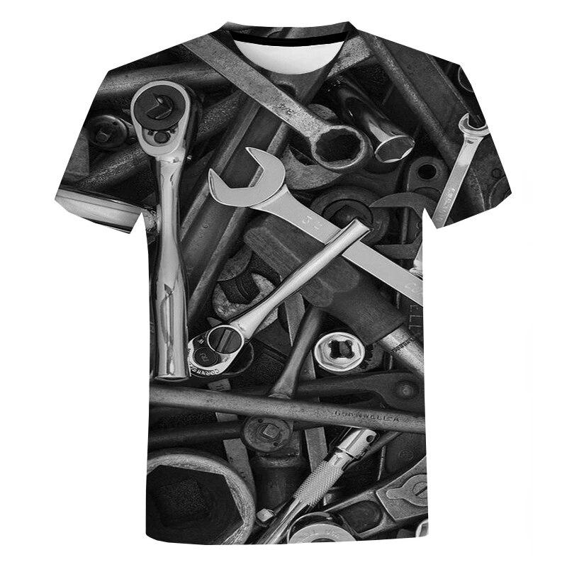 

Мужская и женская футболка с 3D принтом «Механик», летние повседневные топы, уличная футболка большого размера в стиле Харадзюку