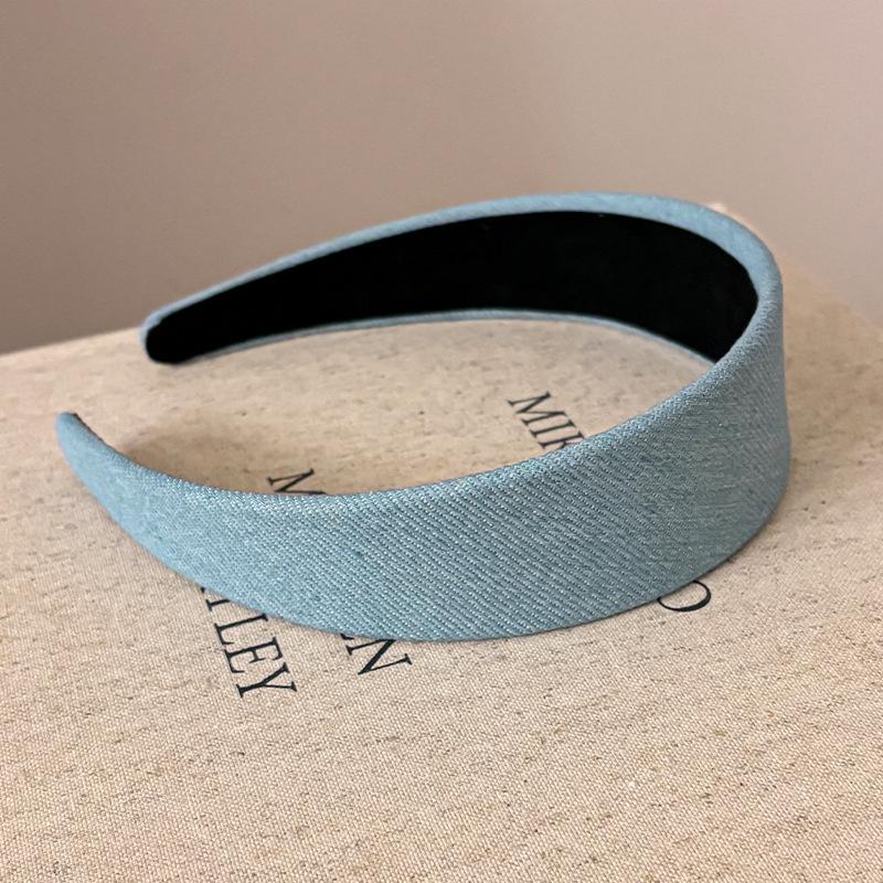 4CM Wide Brimmed Denim Cloth Headbands for Women Daily Shopping Press Hair Hoop Accessories Classic Lady Girls Hairbands