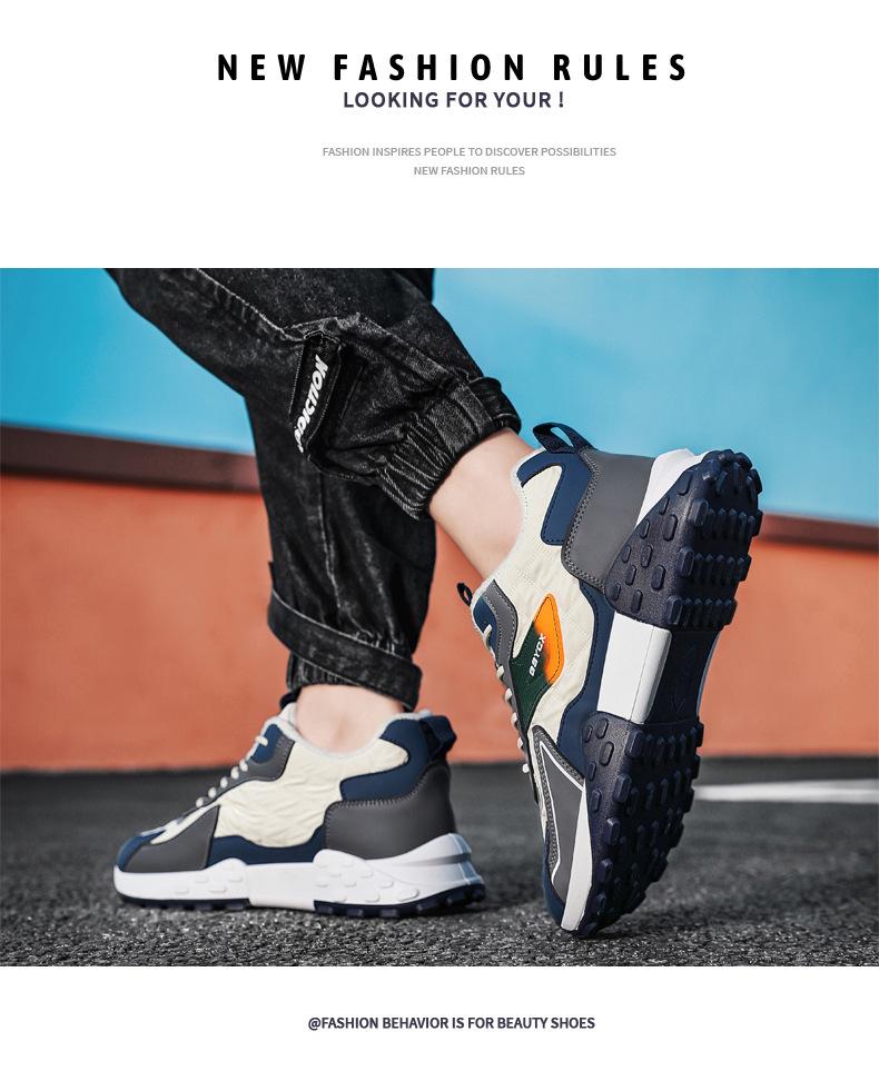 Pantofi de toamnă și iarnă pentru bărbați 2025 cu catifea plus - Adidași casual la modă cu talpă groasă