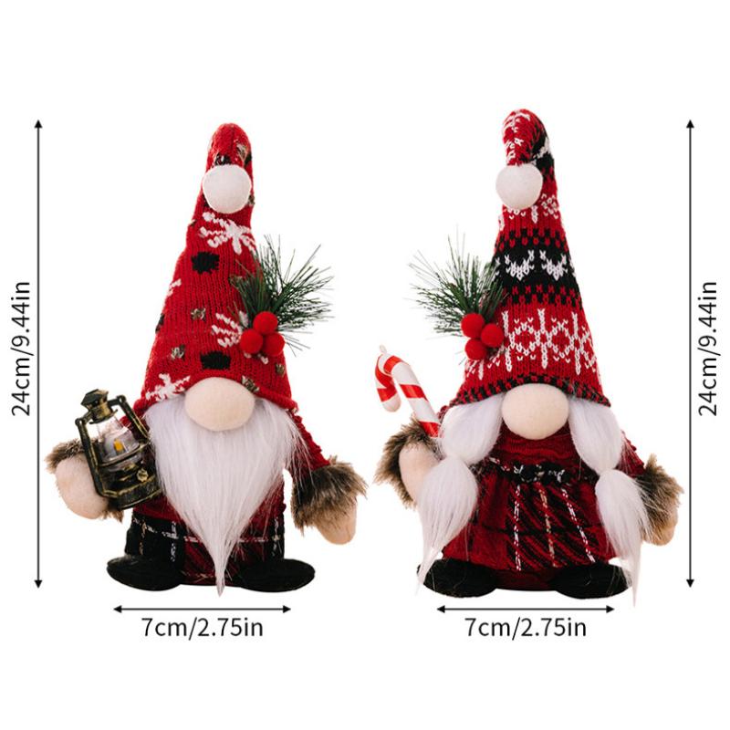 Christmas Festival Faceless Dwarf Doll Ornaments Red Grey And Green Dolls Window Decoration Props