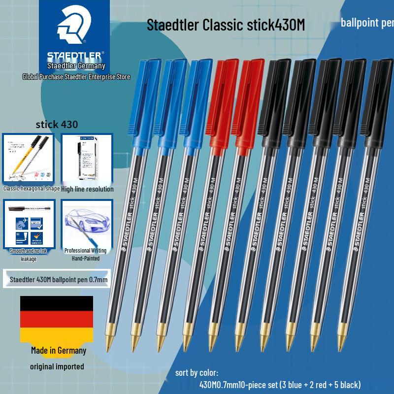 German Warrior Armor Ballpoint Pen - Classic Stick 430, 0.5/0.7mm, Red/Blue/Black Ink