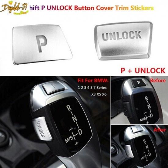 Gear Shift Knob P&UNLOCK Button Cover Trim For BMW X6 E70 E71 X3 1/2/3/4/5/7 New