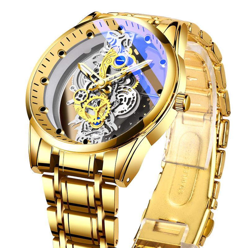 Double-sided Transparent Hollow Automatic Watch Men's Watch Men's Waterproof Luminous Quartz Watch