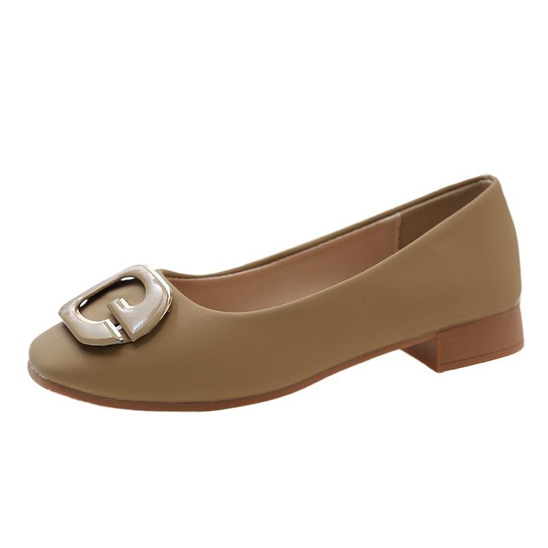 

Mary Jane small leather shoes women s spring and autumn new thick heel gentle matching skirt single shoes women s Doudou women s shoes 40 хакі