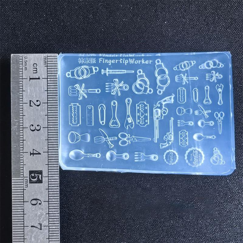 3D Nail Mold Silicone Tableware Handcuffs Funny Toys Resin Manicure Charms Molds For Diy Halloween Accessories Nail Parts Tools