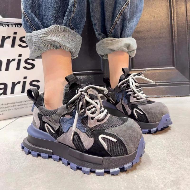 

Sneakers, women s shoes, autumn new athleisure shoes, women s thick soles, heightening daddy shoes, women 40 синий