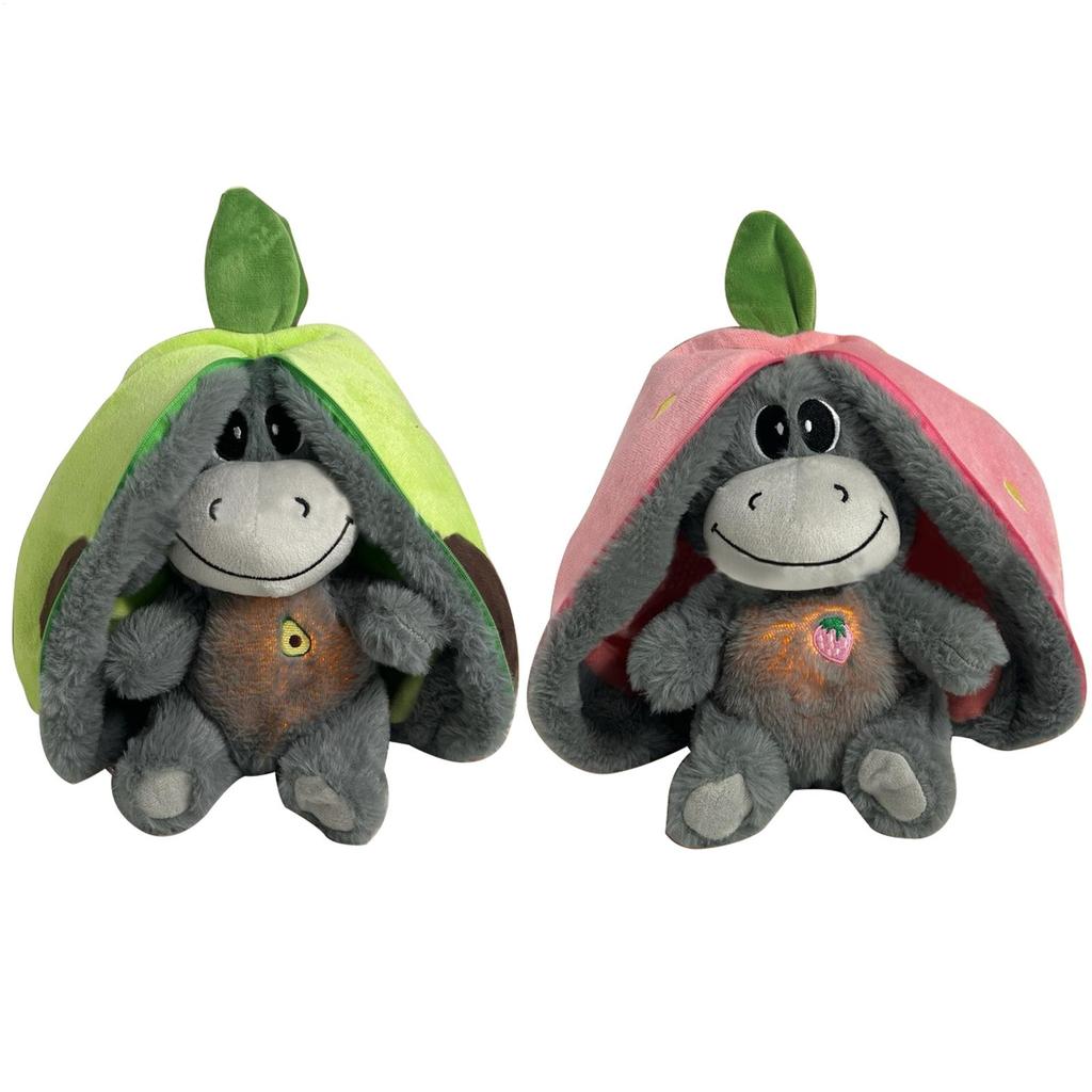 Cute Luminous Breathing Doll With Motion Lights Plush Breathing Stuffed Doll Soft Donkeys Cartoon Plush Doll Baby