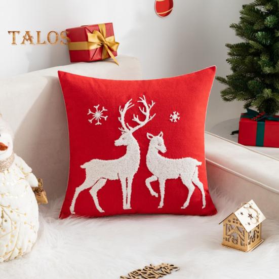 Christmas Throw Pillowcase Colorful Cartoon Theme Print Square Shape Bedroom Living Room Sofa Decoration Pillowcase Pillow Cover