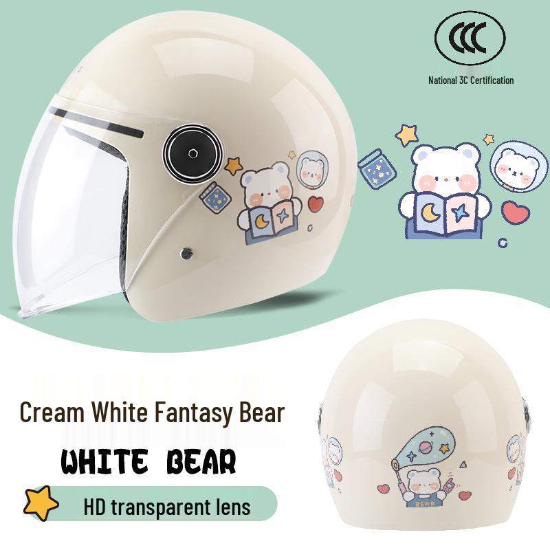 Universal 3C Certified Motorcycle Helmet for All Seasons - Cute, Safe, Sun-Protected, Unisex Half Helmet for Summer and Fall/Winter