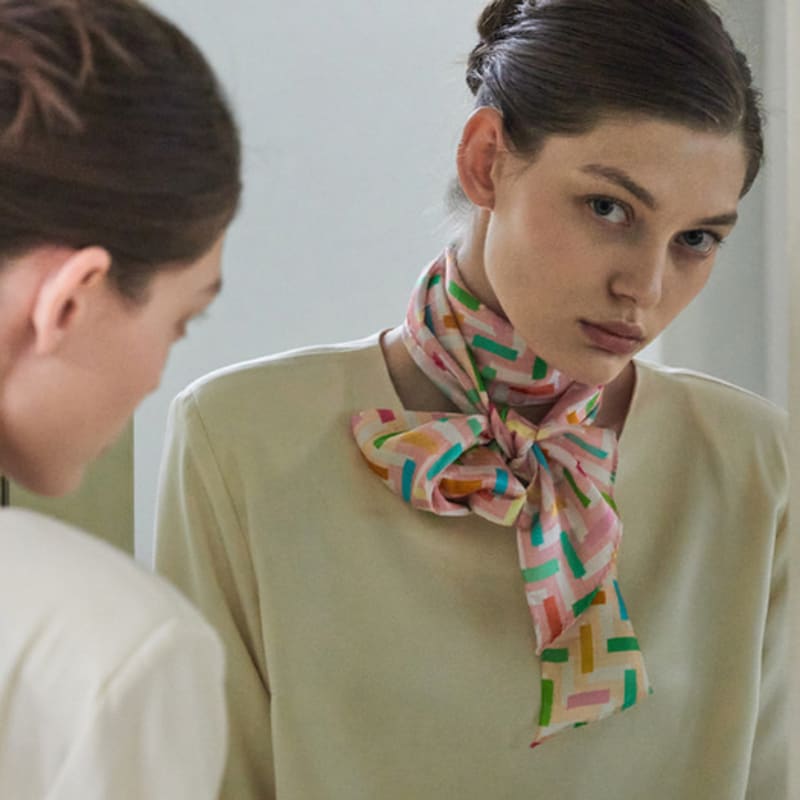 ANA MAISON It Tetris Long Petit Silk Scarf [PML-1409]