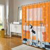 1Pc Playful Black & White Dog Bath Curtain - High Quality 70X70 Inch Shower Curtain With 12 Hooks, Vibrant Orange Polka Dots,