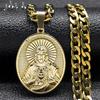 Heiligstes Herz Jesu Katholische Halskette für Damen Herren Edelstahl Vergoldete Medaille Anhänger Halsketten Schmuck Geschenk NZZ452S05