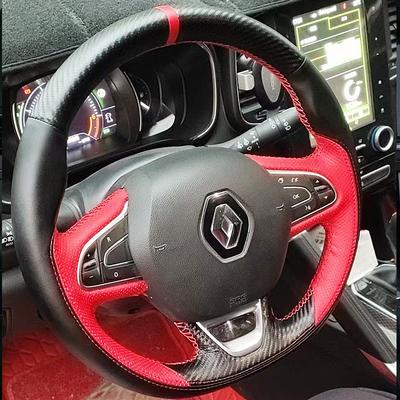 Para Renault Kadjar Koleos Megane Talisman Scenic 2016 2017 DIY Costura à Mão Couro Estilo Esportivo Capa de Volante de Carro