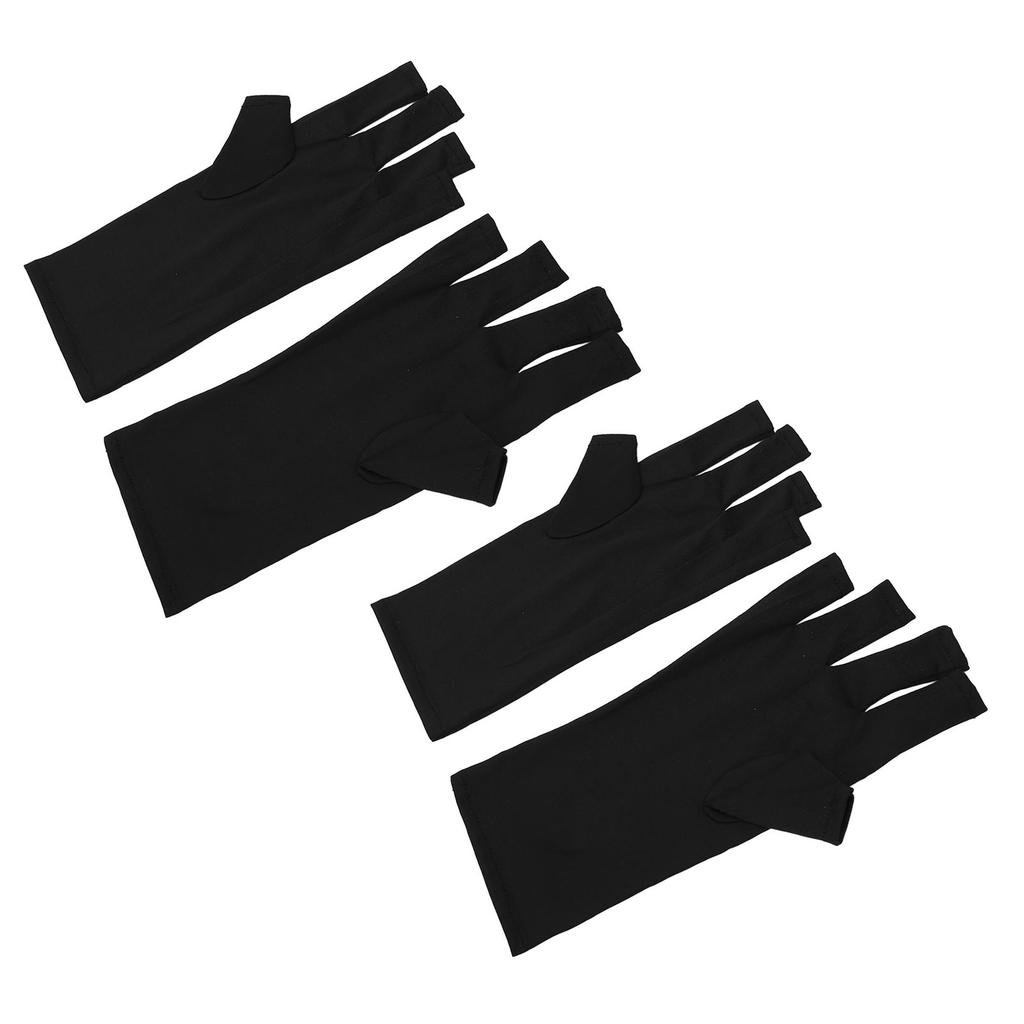 2 Pairs UV Gloves Fingerless Excellent Elasticity Art UV Blocking Gloves for Nail Gel Dryer Black