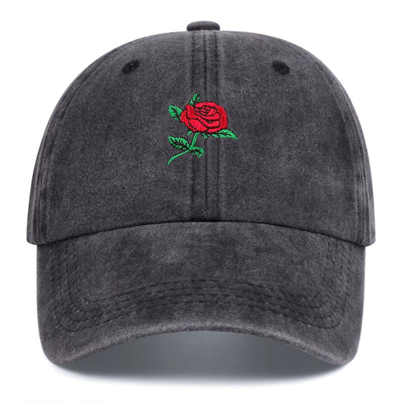 Rose Flower Embroidered Baseball Hat for Men and Women, Outdoor Sun Protection Peaked Cap, Casual and Versatile Style