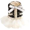 Pet Fur Patchwork Mesh Dress Autumn Winter Bow Sweater Coat Cat Princess Fluffy Winter Skirt Pearl Lace Small Dog Teddy Bear Pet