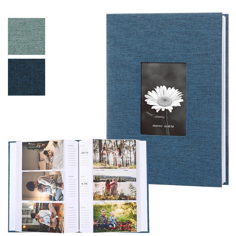 1 Set Leinenstoff Cover Album 6-Zoll Einstecktyp Fotoaufbewahrungsalbum 200/300 Stück Beschreibbar Sammlung von Kinderwachstumsfotos
