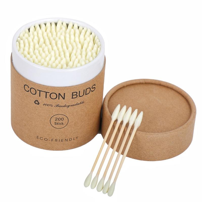 

200 Round and Pointed Double-headed Cotton Swab Sticks In A Colored Paper Box, Disposable Makeup Remover and Ear Cleaning Cotton