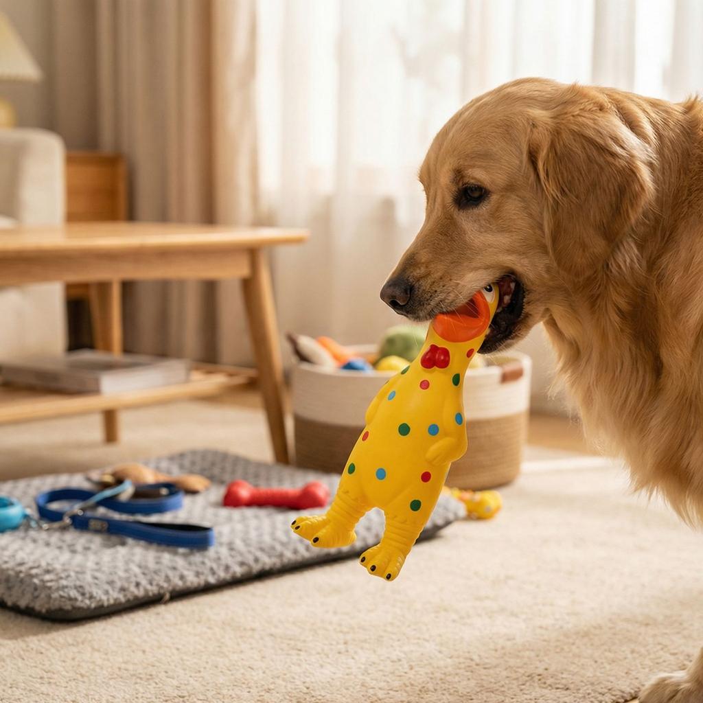 Pet Toy Spotted Latex Chicken Dog Squeaky Toy Interactive Stress Relief Screaming Chicken Dog Toy