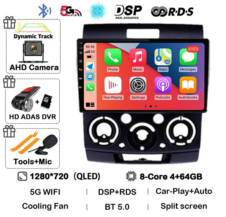 Android 14 Car Radio Stereo for Ford Everest Ranger Mazda BT50 BT-50 2006 2007 2008 2009 2010 2011 Multimedia Player Head Unit