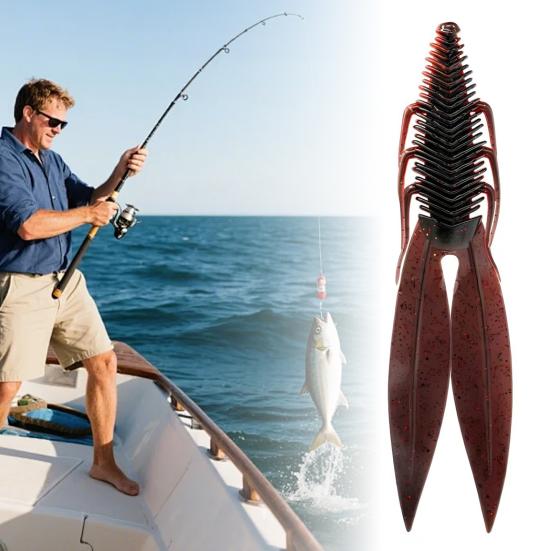 Fishing Lure Oversized Soft Bait Realistic Vibrant Color Compact Portable Artificial Fishing Bait with Twin Ridge Tails