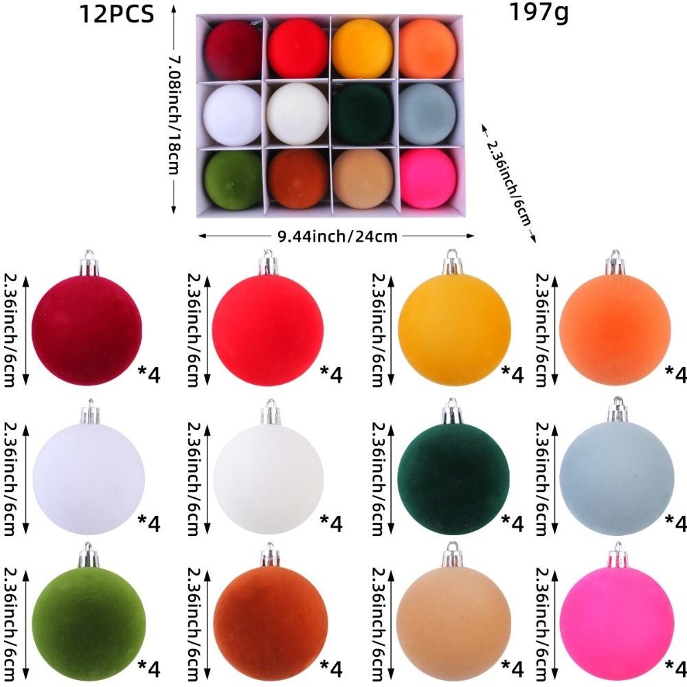 Velvet Christmas Balls Shatterproof Hanging Ornaments Festive Decorative Balls Holiday Party