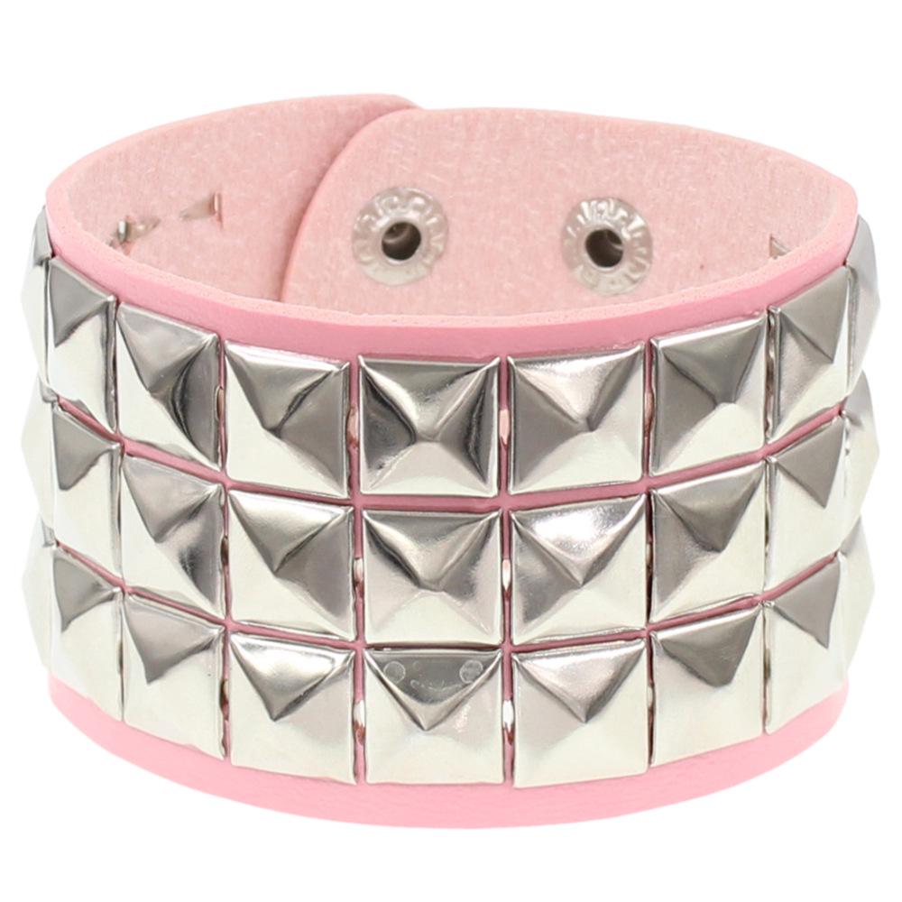 European & American Punk Street Style Rivet Bracelet: PU Leather Bangle