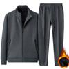 Autumn and Winter Men's Casual Suit Plus Velvet Thickened Thin Sports Jacket Trousers Two-piece Straight