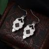 Zhenrong Retro Ruby & Zircon Square Earrings - European & American Style S925 Thai Silver Plated