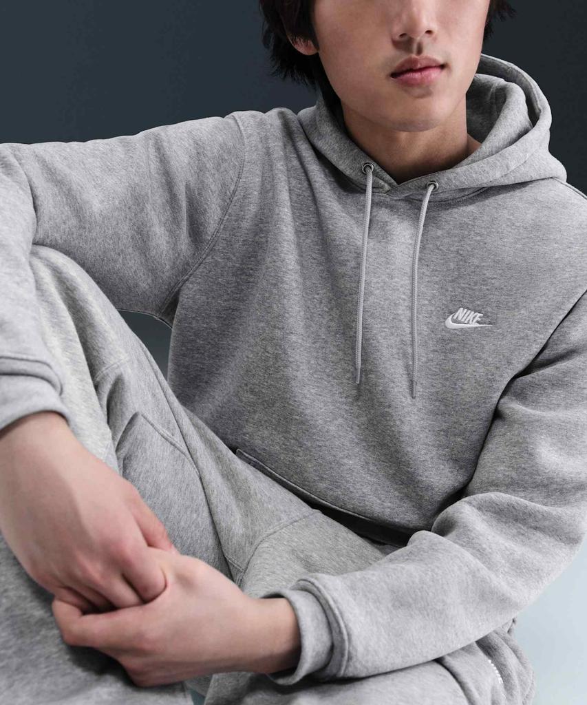 Nike Club Pullover Fleece Hoodie M - Dark Grey Heather:Light Smoke Grey:White / Fn3860-063