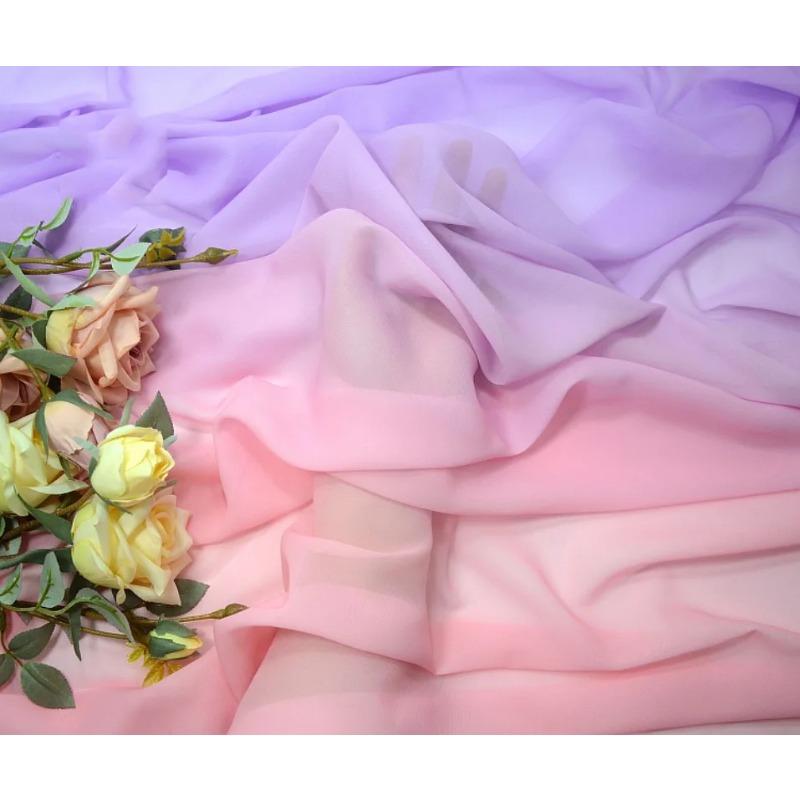 Gradient Color Organza Tulle Fabric 100D Chiffon Fabric for Diy Ancient Style Hanfu Dress Stage Dance Costume Drape Decor Craft