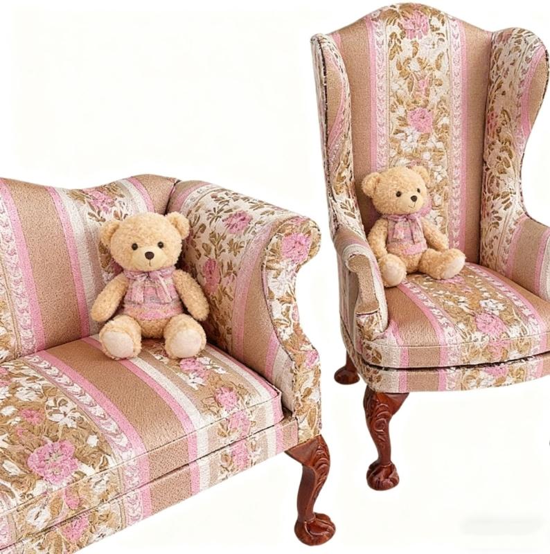 Miniature Single Sofa/ArmChair Model Figure For 1/6 Doll House Decoration Wood Kids Toy Furniture Scene Setting Decors