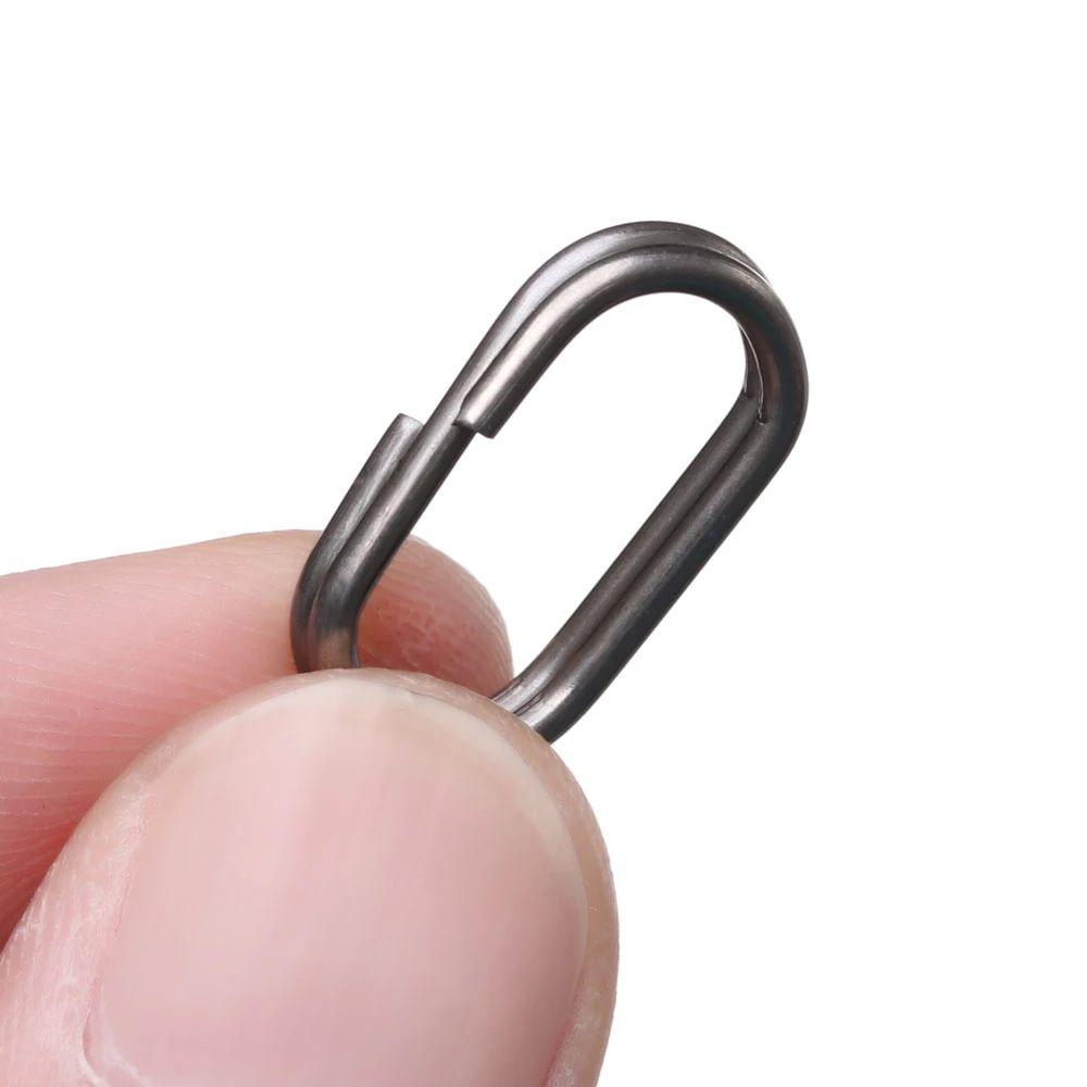 Steel Barrel Swivel Oval Split Rings Fishing Hanging Snap Fishing Connector Fishing Lure Split