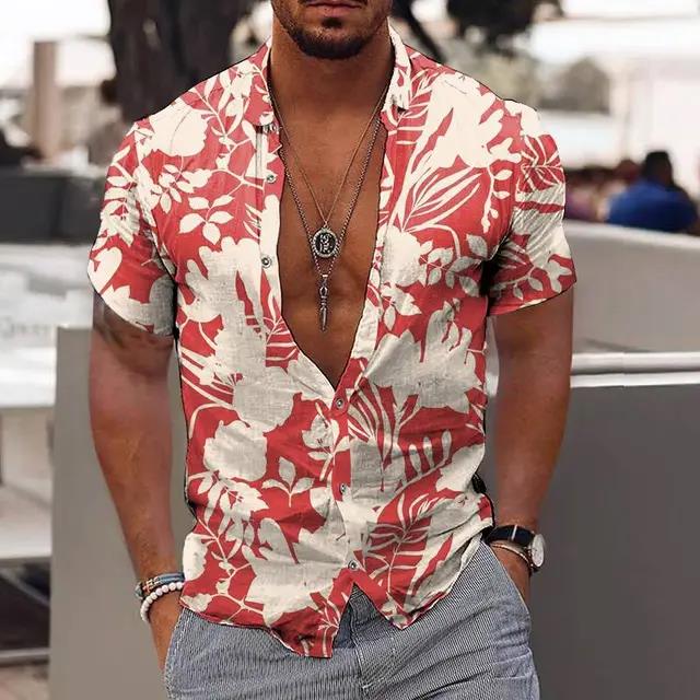 Camicia Comoda da Uomo Albero di Cocco Stampa 3D Hawaiana Spiaggia S-6XLl Manica Corta Top alla Moda Casual