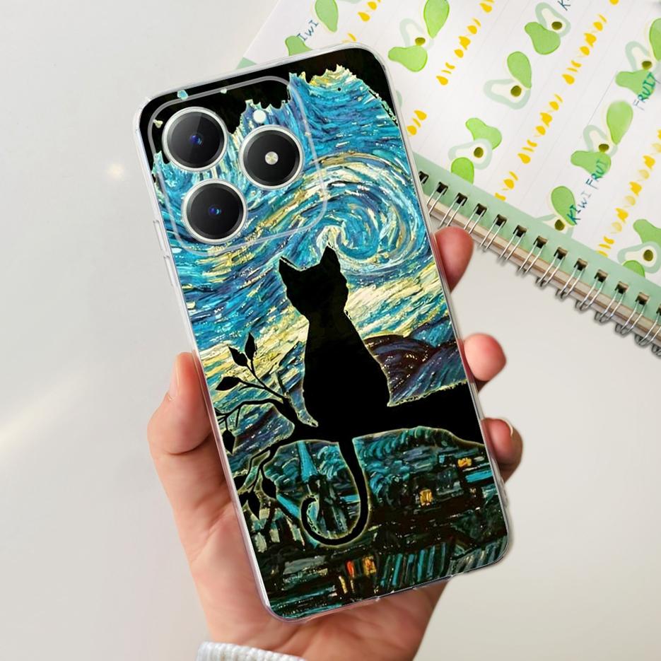 For Realme C61 Case RMX3939 Cute Panda Cartoon Painted Cover Soft Slim Phone Case For Realme C63 C 61 RealmeC61 RealmeC63 Bumper