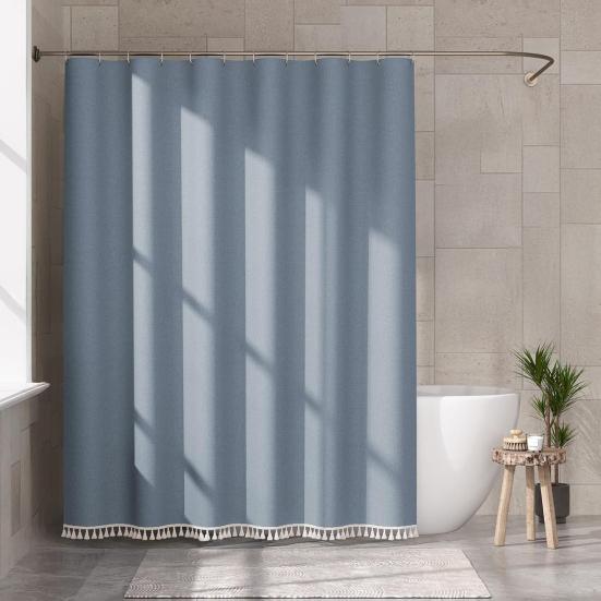 Boho Zasłona Prysznicowa z Frędzlami Zasłona Prysznicowa Farmhouse Zasłona Kąpielowa z Frędzlami i Oczkami Haczyki do Dekoracji Domu RV Łazienki