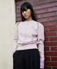 Seutimillon Contrast Ribbed Puff Shoulder Sweatshirt_Pink