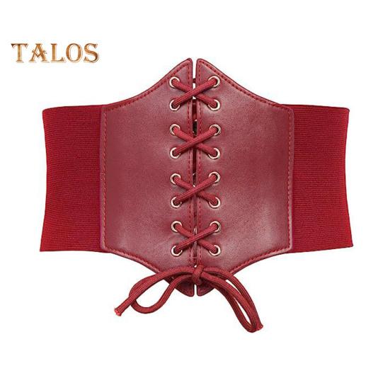 

Женский корсет, эластичный пояс на шнуровке, широкий пояс, однотонная одежда из искусственной кожи, платья, топы, пояс красный