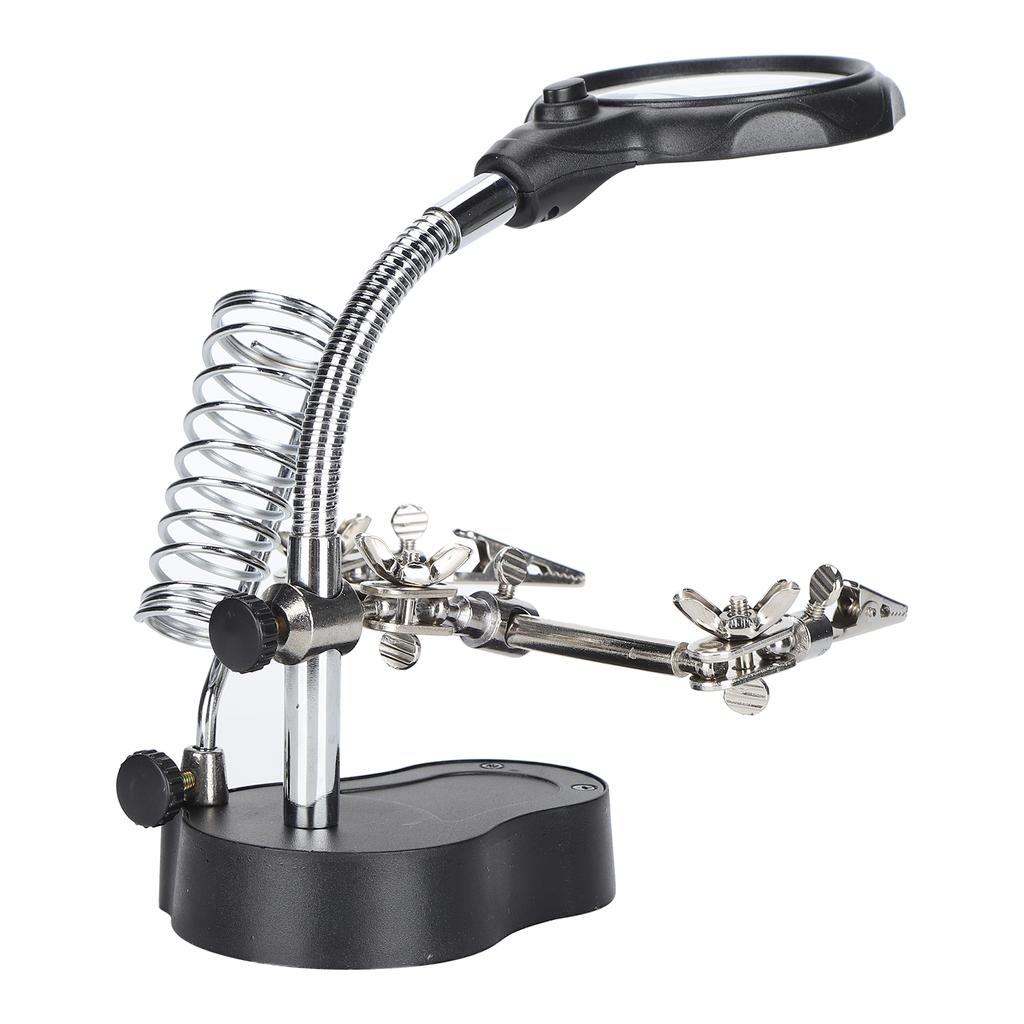 Magnifying Glass with Stand Magnifier Lamp LED Auxiliary Clamp Clip Soldering Station